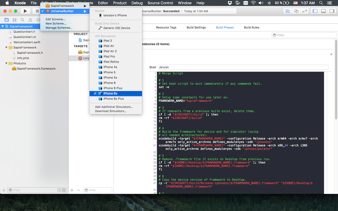 iOS universal framework - Building Framework